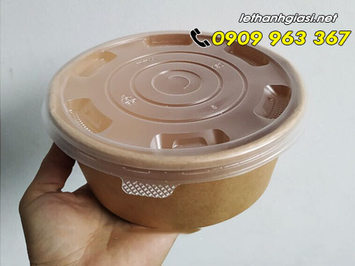 MUA TÔ GIẤY KRAFT ĐỰNG THỨC ĂN NÓNG Ở ĐÂU? TÔ GIẤY 750ML NẮP PP