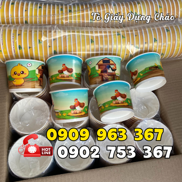 NƠI BÁN TÔ GIẤY ĐỰNG CHÁO TRẺ EM IN SẴN tô giấy in sẵn giá rẻ