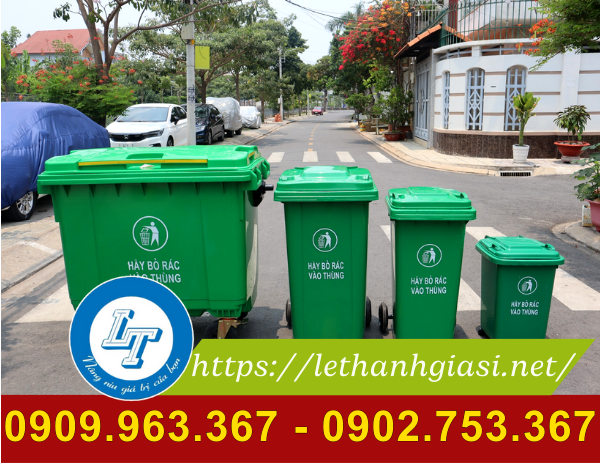 Cung cấp thùng rác nhựa các loại giá sỉ rẻ tại TPHCM thùng rác nhựa xanh nhiều kích thước