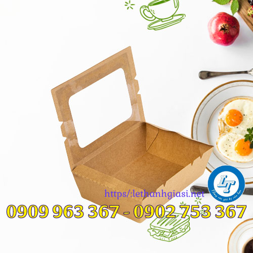 Nơi bán hộp giấy đựng cơm mang đi giá rẻ nhất hộp giấy kraft nắp cửa sổ