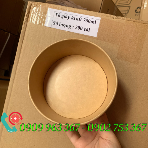 Mua sỉ tô giấy đựng phở ở đâu chất lượng tốt? tô giấy kraft màu nâu 750ml