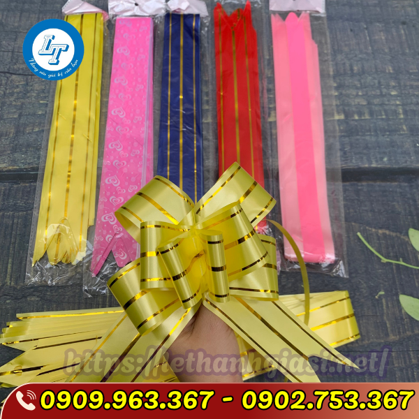 SỈ RẺ NƠ GÓI QUÀ ĐẸP, ĐỦ MÀU TẠI TPHCM nơ gói quà màu vàng