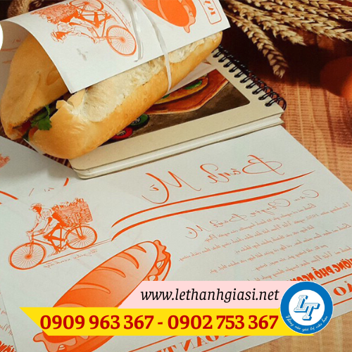 Bỏ sỉ giấy gói, giấy kẹp bánh mì in sẵn giấy kẹp bánh mì thịt