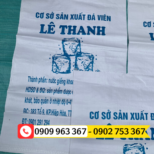 Đại lý bán bao tải đựng nước đá giá rẻ bao tải in đựng đá viên