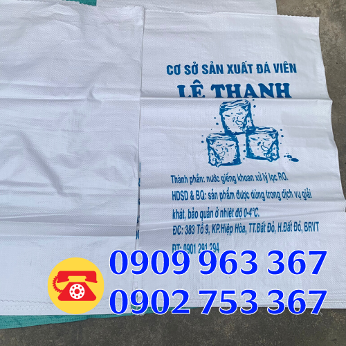 Đặt hàng bao tải in logo giá rẻ tại TPHCM bao tải đựng đá viên