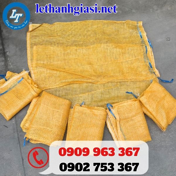 bao tải lưới leno màu vàng đựng nông sản giá sỉ rẻ bao tải lưới leno màu vàng đựng nông sản giá sỉ rẻ