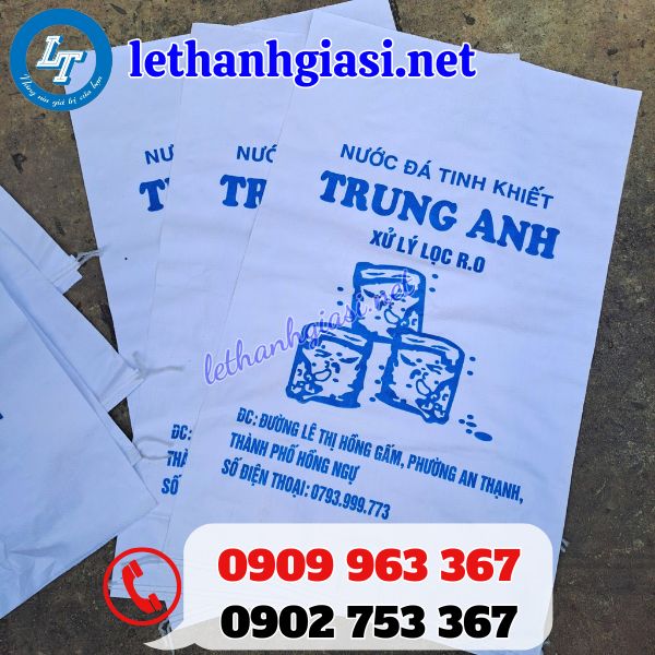 bao tải trắng đựng nước đá tráng pe bỏ sỉ giá rẻ