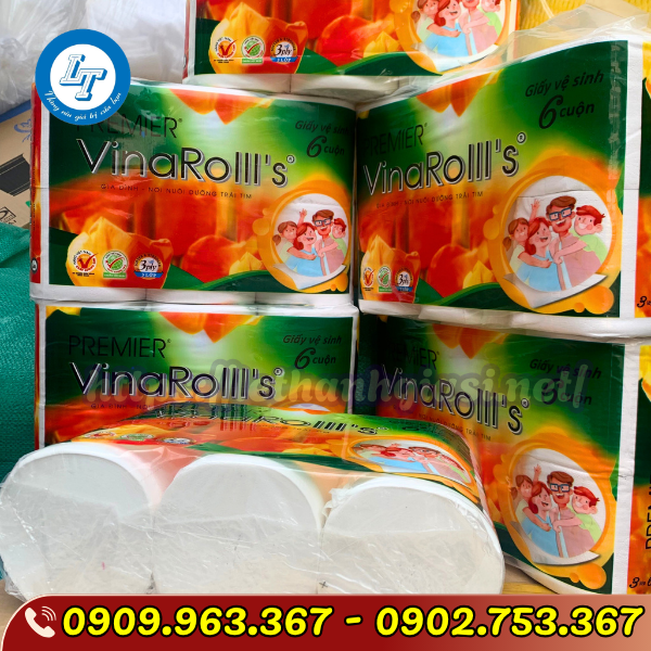 bỏ sỉ giấy vệ sinh không lõi bịch 6 cuộn khăn giấy cuộn vina roll