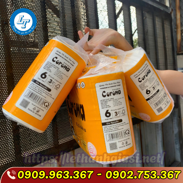 bỏ sỉ giấy vệ sinh không lõi bịch 6 cuộn khăn giấy cuộn corona