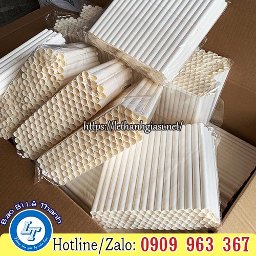 Cung cấp ống hút giấy dùng 1 lần giá sỉ rẻ TPHCM ỐNG HÚT GIẤY PHI 6 MÀU TRẮNG TÚI 100 ỐNG