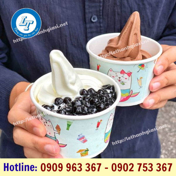 MUA GIÁ RẺ CỐC GIẤY ĐỰNG KEM CÓ NẮP Ở ĐÂU TPHCM cốc giấy đựng kem