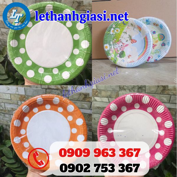 đĩa giấy tròn in sẵn họa tiết giá sỉ