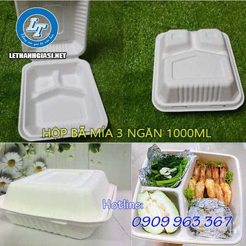 MUA SỈ HÔP BÃ MÍA ĐỰNG THỨC ĂN Ở ĐÂU TPHCM hộp bã mía đựng thức ăn 3 ngăn