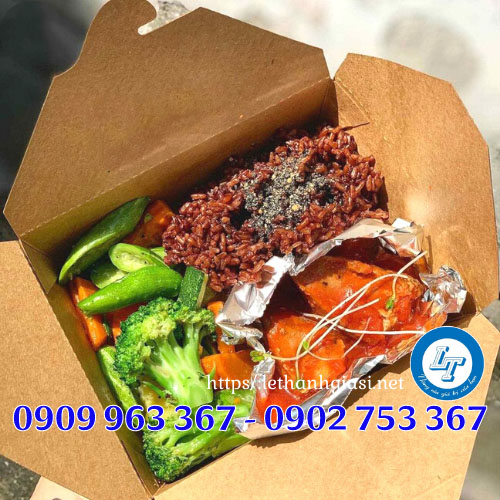 Nơi bán hộp giấy đựng cơm mang đi giá rẻ nhất hộp giấy kraft nắp gài
