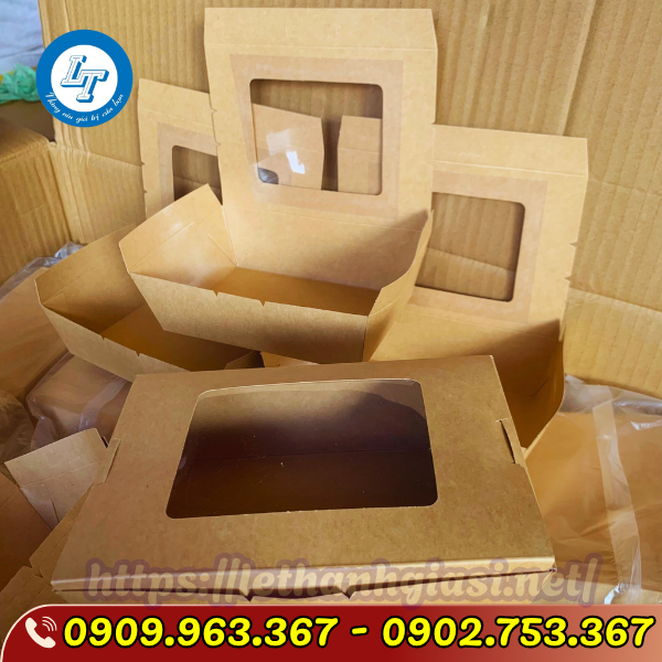 HỘP GIẤY KRAFT NẮP CỬA SỔ ĐỰNG THỨC ĂN hộp giấy kraft đựng đồ ăn