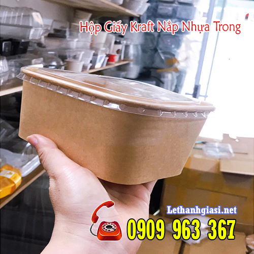 HỘP GIẤY KRAFT NẮP NHỰA TRONG Ở ĐÂU CÓ BÁN? hộp giấy kraft có nắp