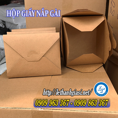 HỘP GIẤY KRAFT NẮP GÀI ĐỰNG THỨC ĂN GIÁ RẺ TPHCM hộp giấy nắp gài màu nâu