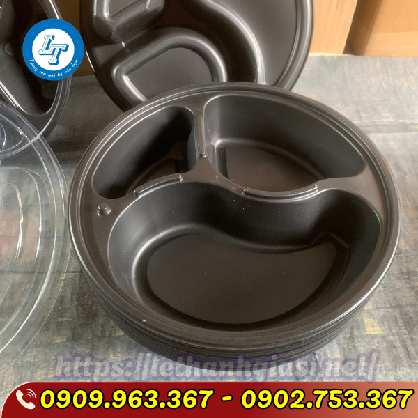 SỈ GIÁ RẺ HỘP NHỰA ĐẾ ĐEN TRÒN 3 NGĂN ĐỰNG CƠM hộp nhựa đế đen 3 ngăn