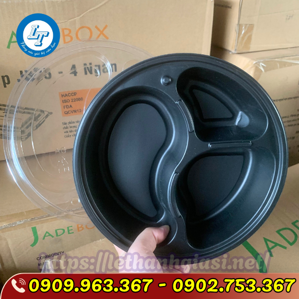 SỈ GIÁ RẺ HỘP NHỰA ĐẾ ĐEN TRÒN 3 NGĂN ĐỰNG CƠM hộp nhựa đế đen 3 ngăn