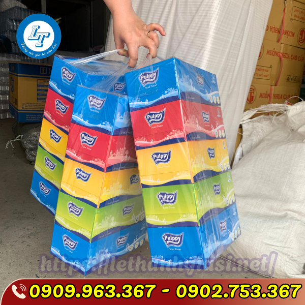 KHĂN GIẤY RÚT HỘP PULPPY GIÁ SỈ THÙNG 50 HỘP khăn giấy rút lụa pulppy