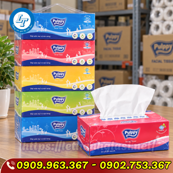 PHÂN PHỐI SỈ KHĂN GIẤY RÚT PULPPY HỘP CỨNG HÀNG CÔNG TY KHĂN GIẤY RÚT PULPPY HỘP