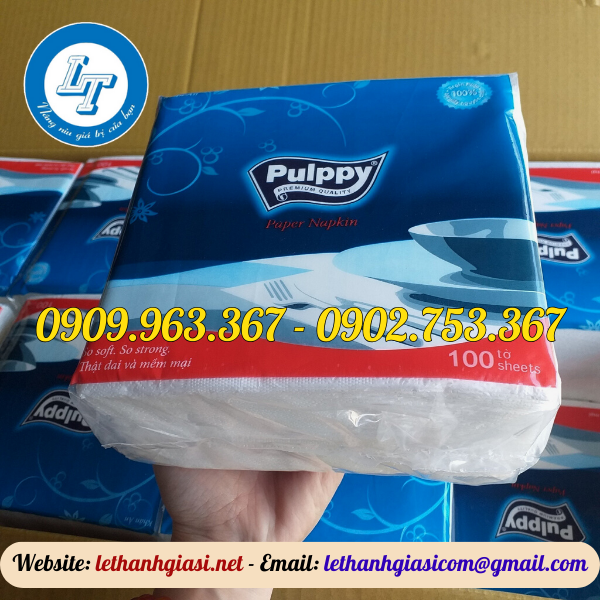 PHÂN PHỐI KHĂN GIẤY VUÔNG CÁC LOẠI GIÁ SỈ TPHCM khăn giấy pulppy