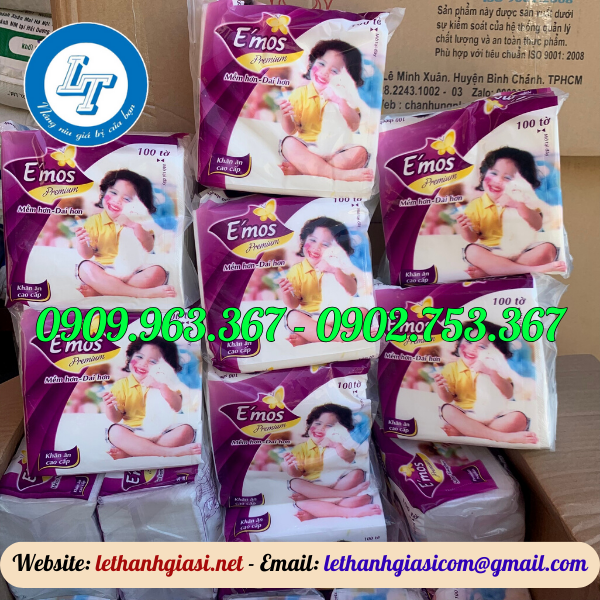 PHÂN PHỐI KHĂN GIẤY VUÔNG CÁC LOẠI GIÁ SỈ TPHCM khăn giấy vuông emos