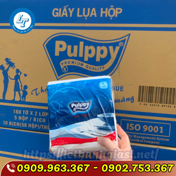 KHĂN GIẤY VUÔNG PULPPY GIÁ SỈ THÙNG 40 GÓI  KHĂN GIẤY PULPPY