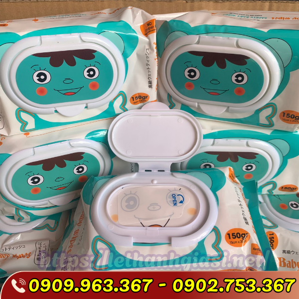 BỎ SỈ KHĂN GIẤY ƯỚT KHÔNG MÙI HÌNH GẤU THÙNG 30 GÓI khăn ướt hình gấu