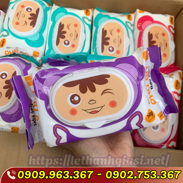 BỎ SỈ KHĂN GIẤY ƯỚT KHÔNG MÙI HÌNH GẤU THÙNG 30 GÓI khăn ướt hình gấu