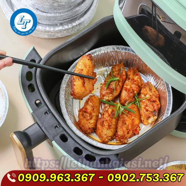 LẤY SỈ KHUÔN GIẤY BẠC TRÒN LÓT NỒI CHIÊN KHÔNG DẦU khay giấy bạc lót nồi chiên không dầu