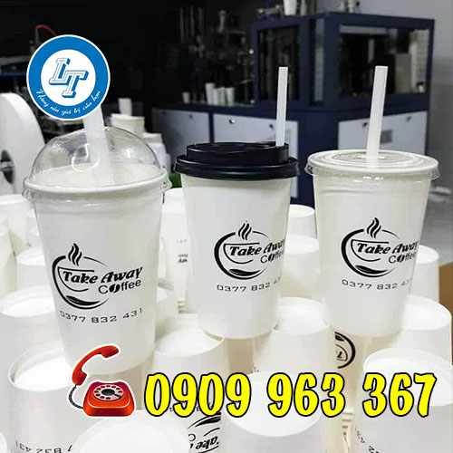 LY GIẤY ĐỰNG CÀ PHÊ, TRÀ SỮA CÓ NĂP GIÁ RẺ, ĐẸP ly giấy cà phê màu trắng có in