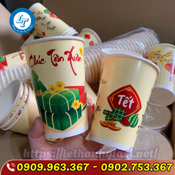 LY GIẤY TẾT NHIỀU MẪU IN SẴN ly giấy tết
