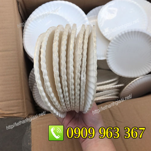 BỎ SỈ DĨA GIẤY DÙNG 1 LẦN GIÁ RẺ TẠI TPHCM dĩa giấy trắng 16 cm lốc 10 cái