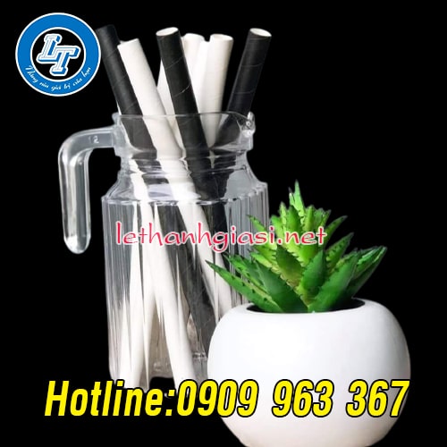 MUA ỐNG HÚT GIẤY BỌC MÀNG GIẤY GIÁ RẺ TPHCM ống hút giấy màu đen, trắng uống trà sữa