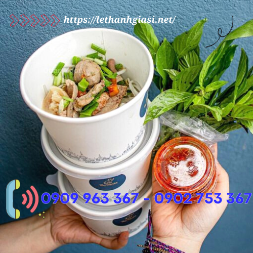 Tô giấy màu trắng có nắp giá sỉ tô giấy đựng phở màu trắng