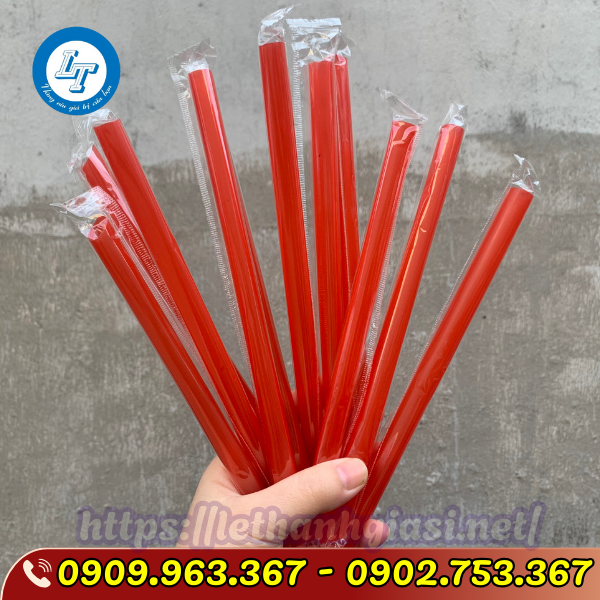 ỐNG HÚT TRÀ SỮA NHIỀU MÀU GIÁ SỈ RẺ ỐNG HÚT NHỤA ĐỎ BỌC MÀNG