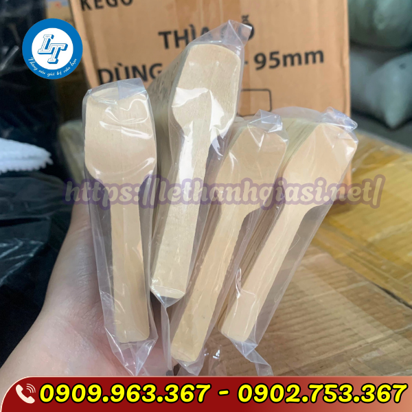 THÌA GỖ NHỎ ĂN KEM, SỮA CHUA GIÁ RẺ THÌA GỖ 9.5cm