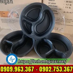 HỘP NHỰA ĐEN TRÒN 3 NGĂN