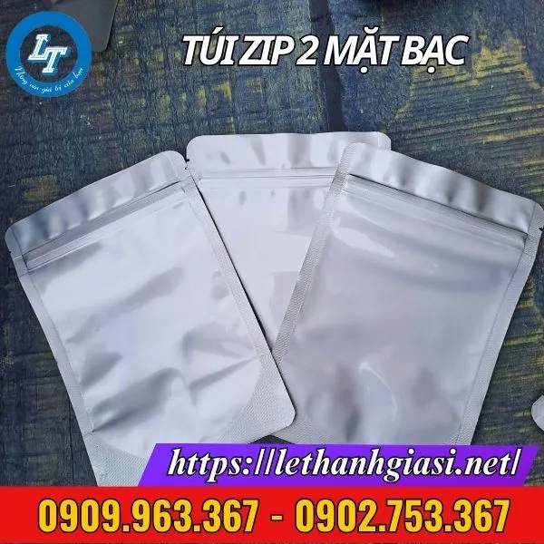 TÚI ZIP 2 MẶT BẠC ĐÁY ĐỨNG