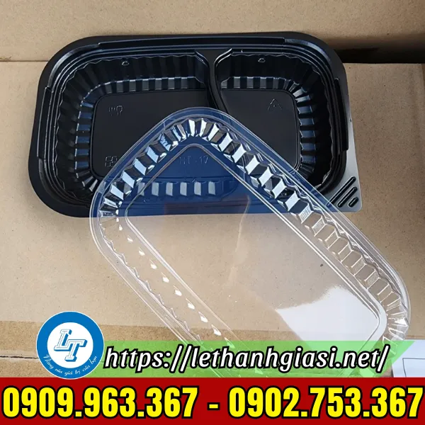 HỘP NHỰA ĐẾ ĐEN HT17 2 NGĂN