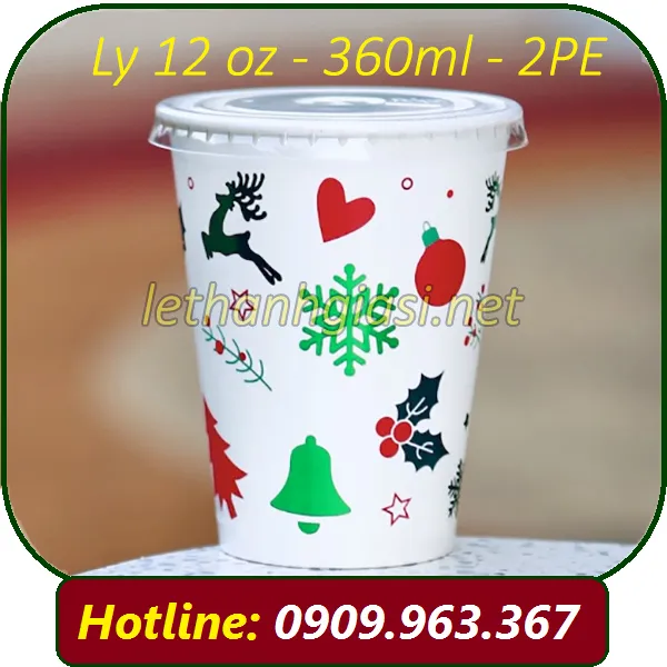LY GIẤY 12 OZ - 360ML- IN SẴN NOEL