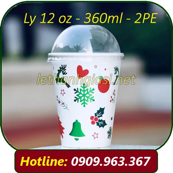 LY GIẤY 12 OZ - 360ML- IN SẴN NOEL