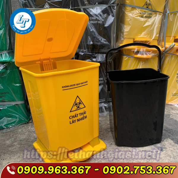 THÙNG ĐỰNG RÁC Y TẾ 30L ĐỦ MÀU GIÁ SỈ RẺ thùng rác nhựa màu vàng đựn rác thải nguy hiểm