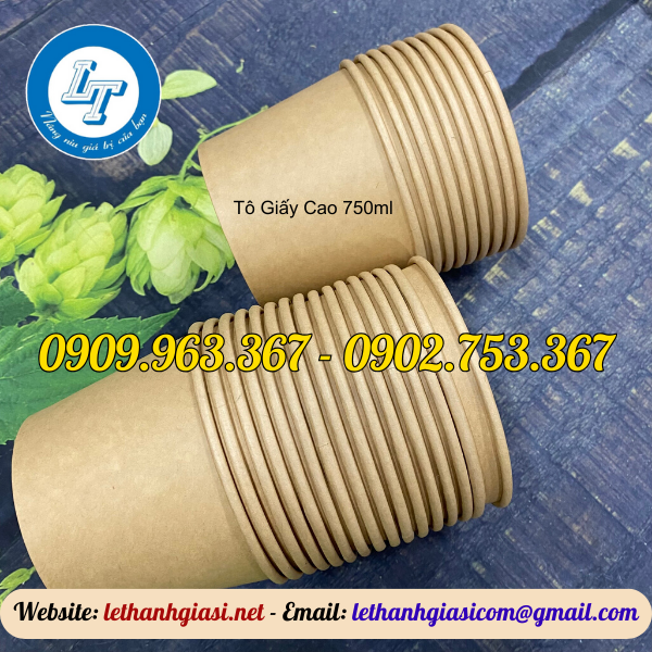 MUA TÔ GIẤY ĐỰNG CANH, SÚP Ở ĐÂU GIÁ RẺ tô giấy kraft cổ cao 750ml