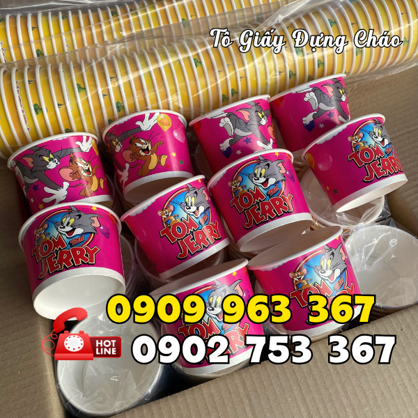 NƠI BÁN TÔ GIẤY ĐỰNG CHÁO TRẺ EM IN SẴN tô giấy giá rẻ