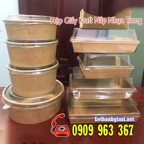 HỘP GIẤY KRAFT NẮP NHỰA TRONG Ở ĐÂU CÓ BÁN? HỘP GIẤY KRAFT NẮP NHỰA TRONG