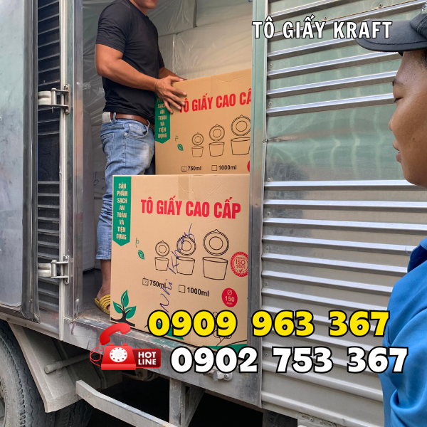 TÔ GIẤY KRAFT CAO ĐỰNG CHÁO, BÚN, PHỞ giao hàng tô giấy
