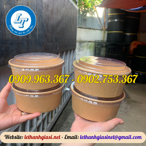 TÔ GIẤY KRAFT 750ML NẮP TRONG PET tô giấy 750ml