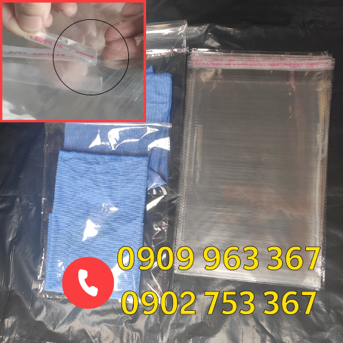 TÚI DÁN MIỆNG ĐỰNG QUẦN ÁO GIÁ RẺ CHO XƯỞNG MAY túi opp dán miệng